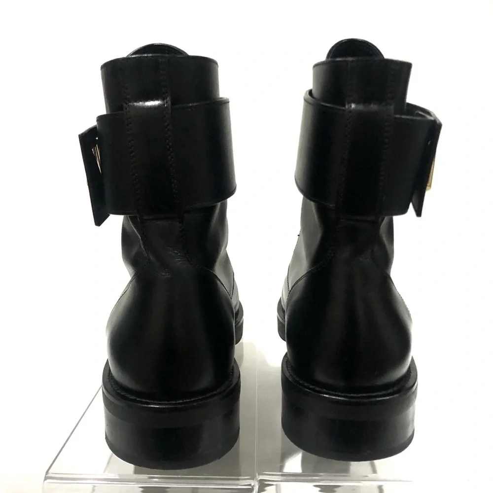 Authentic Louis Vuitton Wonderland Leather Moto Combat Military Boots Booties 7 - Picture 6 of 15